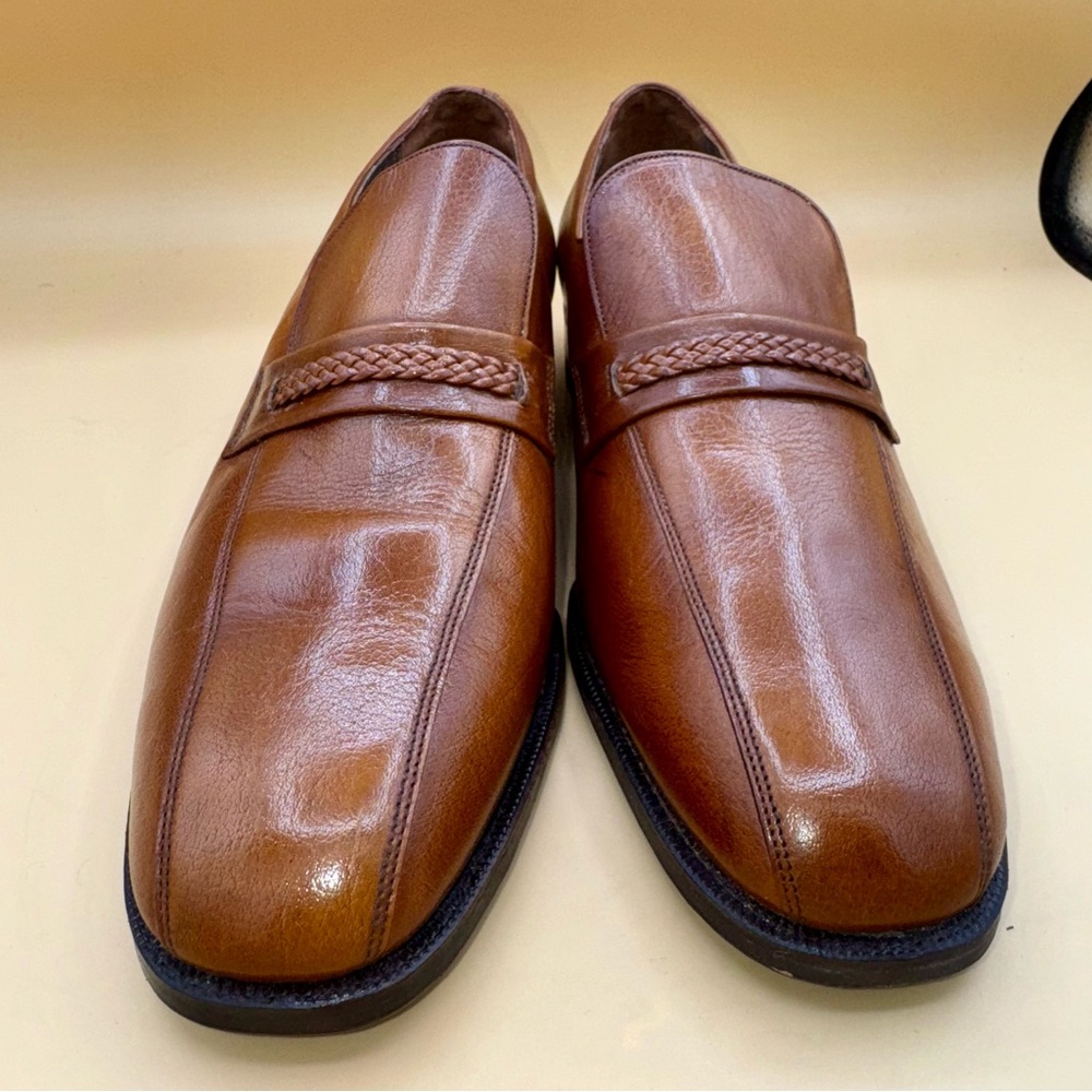 Florsheim Caramel Brown Leather Bicycle Toe Slip-on luxury loafers Men’s 10, VTG - Picture 2 of 13